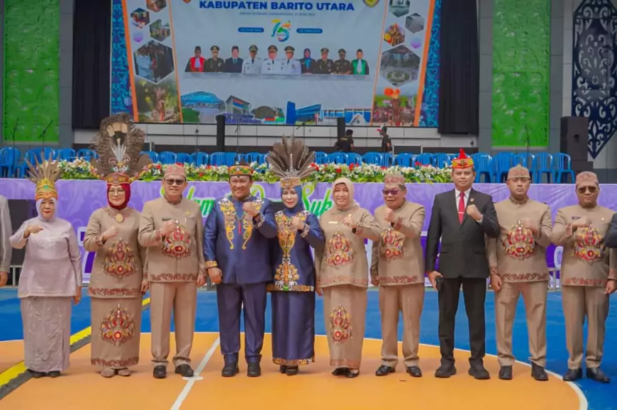 Wagub Kalteng Pimpin Upacara HUT ke-75 Barito Utara, Serukan Persatuan dan Sukseskan PSU 2025